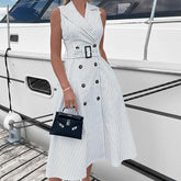 Vayla - Striped A-Line Trench Dress